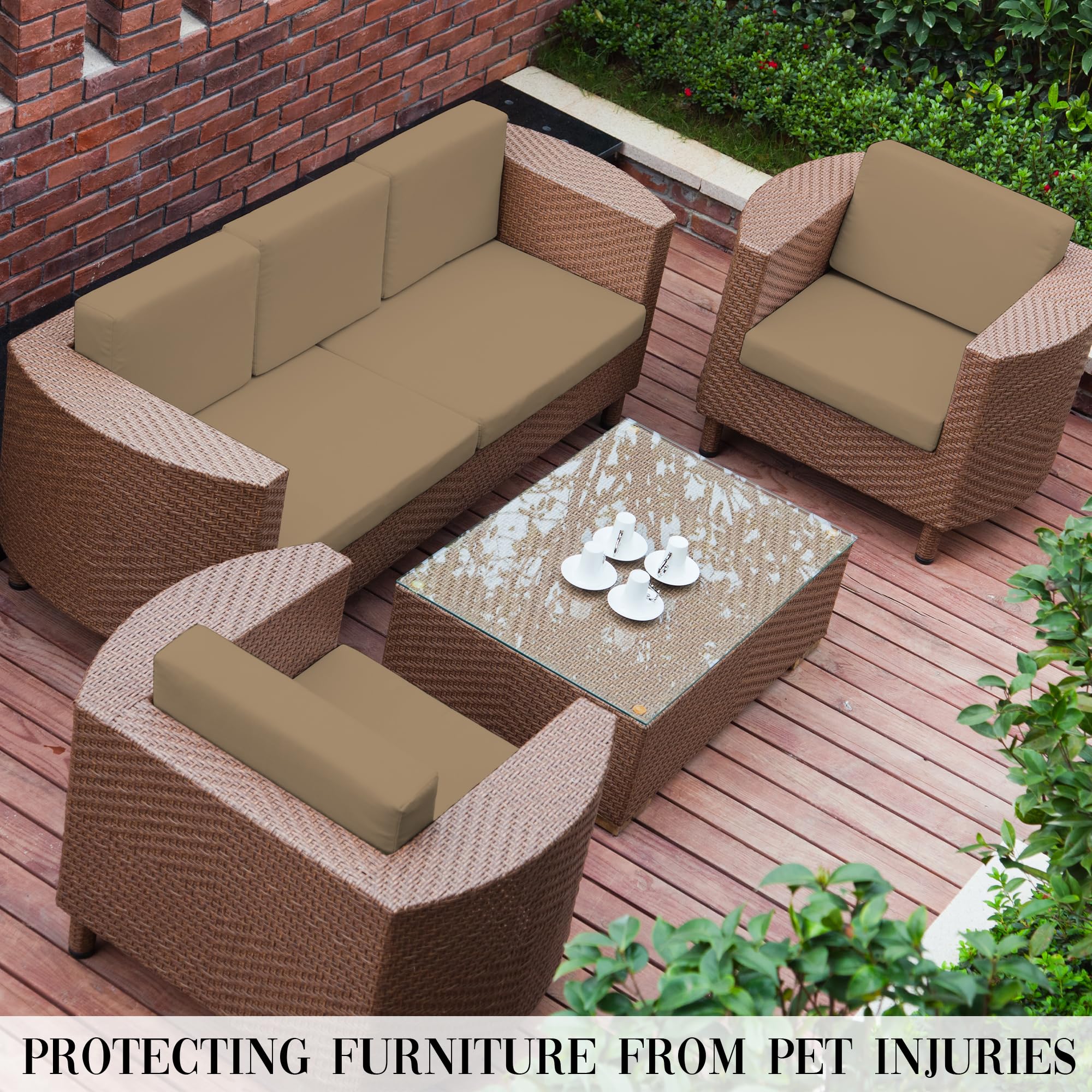 SUKAIKEQA patio lifestyle scene with covers creating cohesive outdoor decor