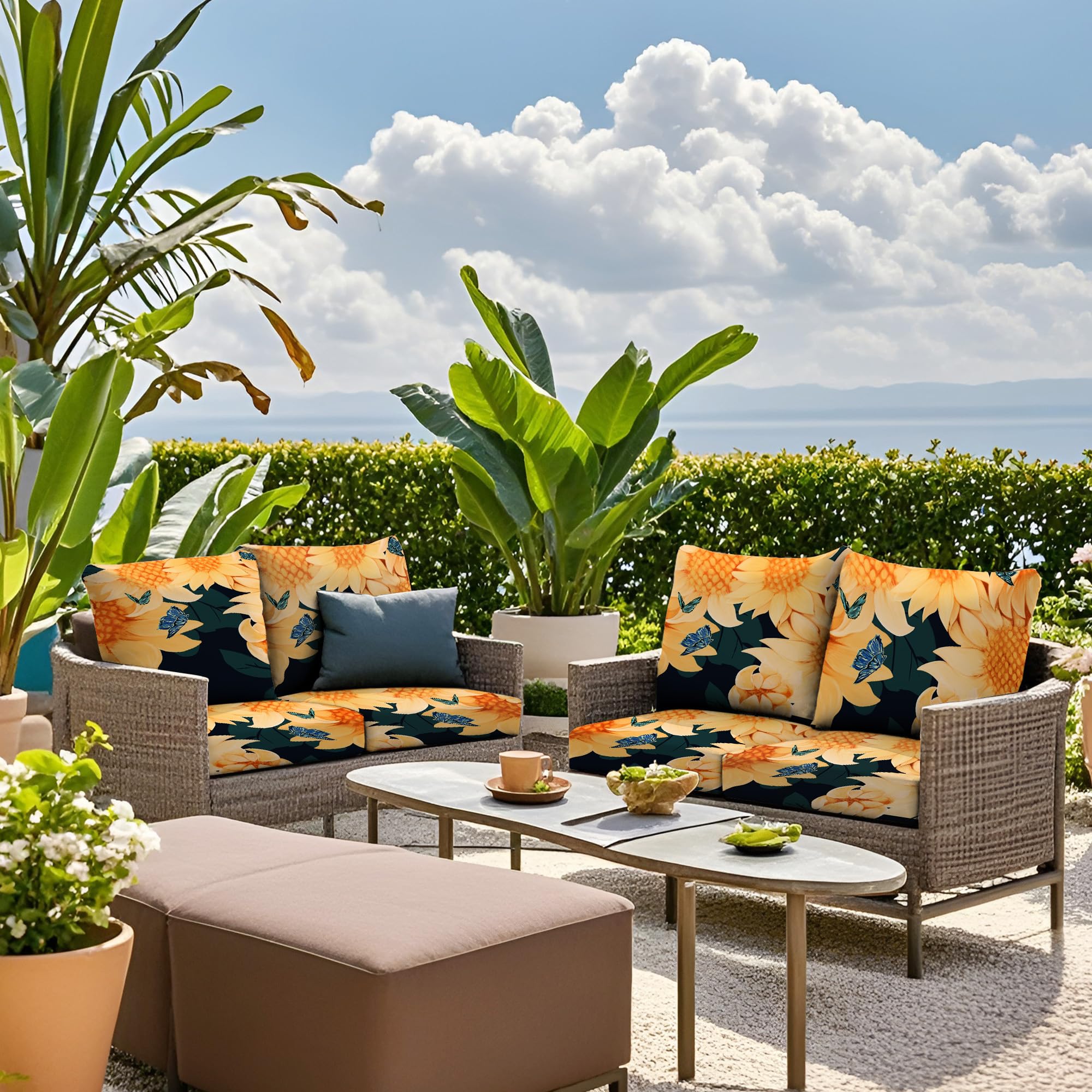 SUKAIKEQA covers on styled patio set showing coordinated colors and improved outdoor ambience