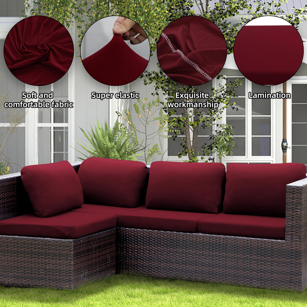 SUKAIKEQA seat cover fitted on outdoor sofa demonstrating neat appearance