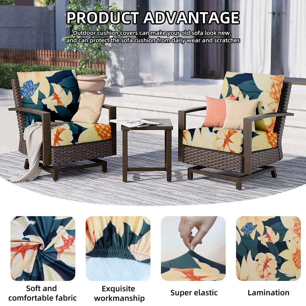 SUKAIKEQA seat cover installed on outdoor sofa demonstrating smooth fit and immediate style update
