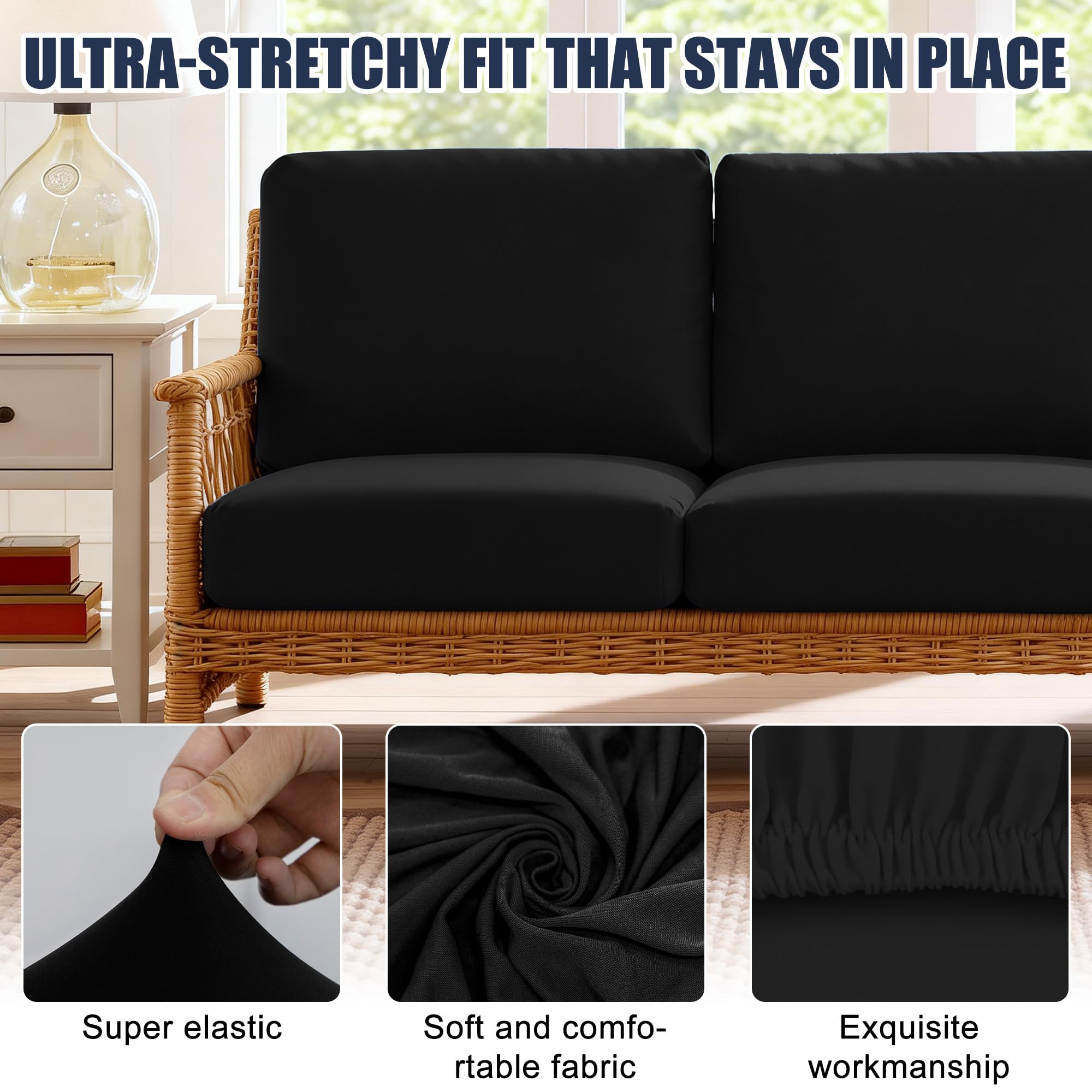 SUKAIKEQA seat cover in use on outdoor sofa showing refreshed appearance benefit