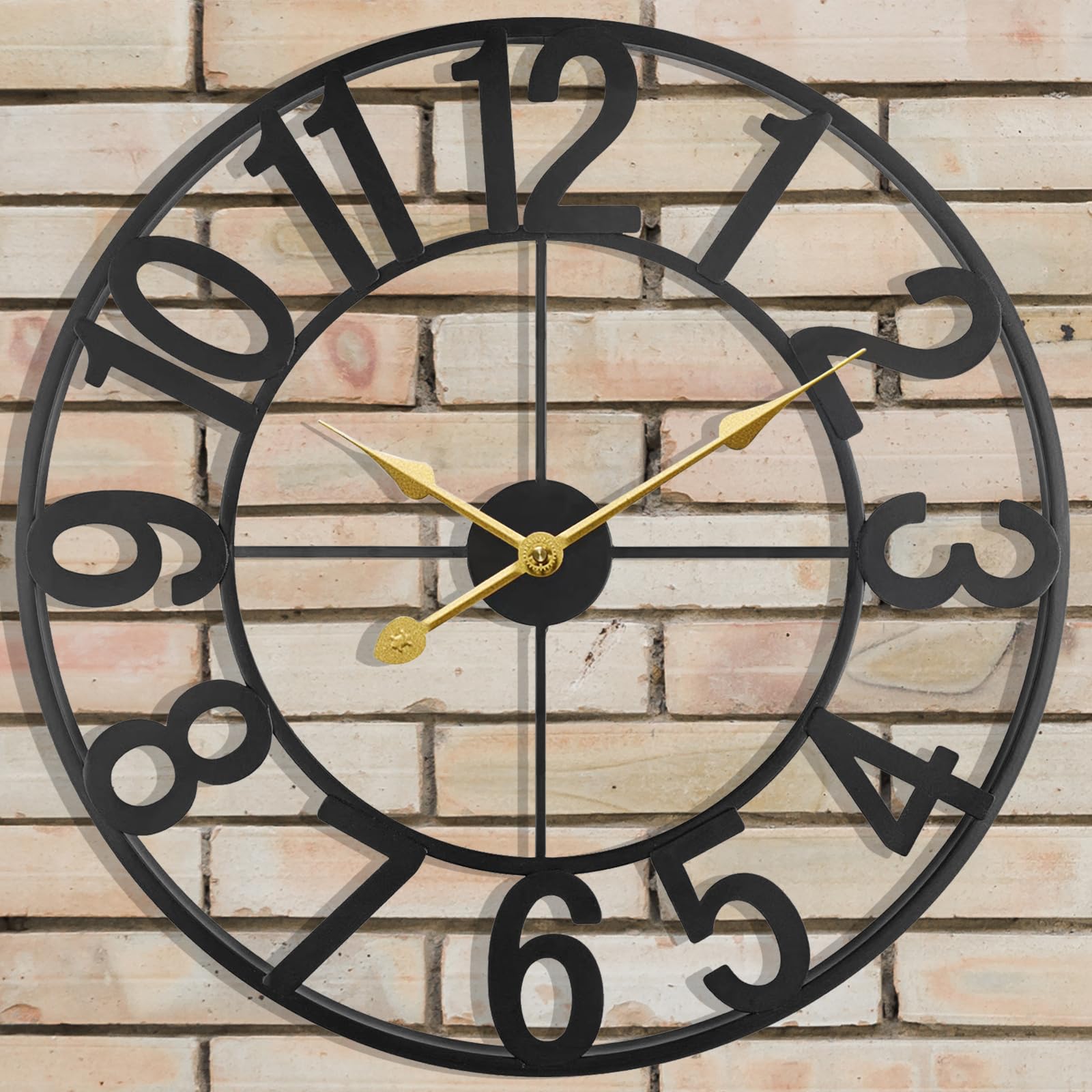 SUKYING front view black metal clock showing bold numbers and vintage style benefit: instant focal point