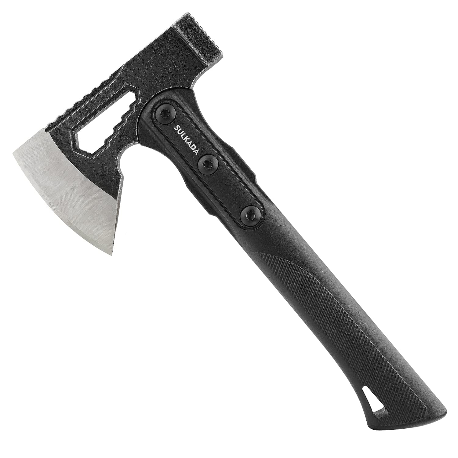 SULKADA hatchet front view showing compact design and durable blade benefit: portability