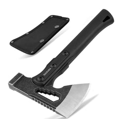 SULKADA hatchet head close-up showing stonewashed 3Cr13 stainless benefit: corrosion resistance