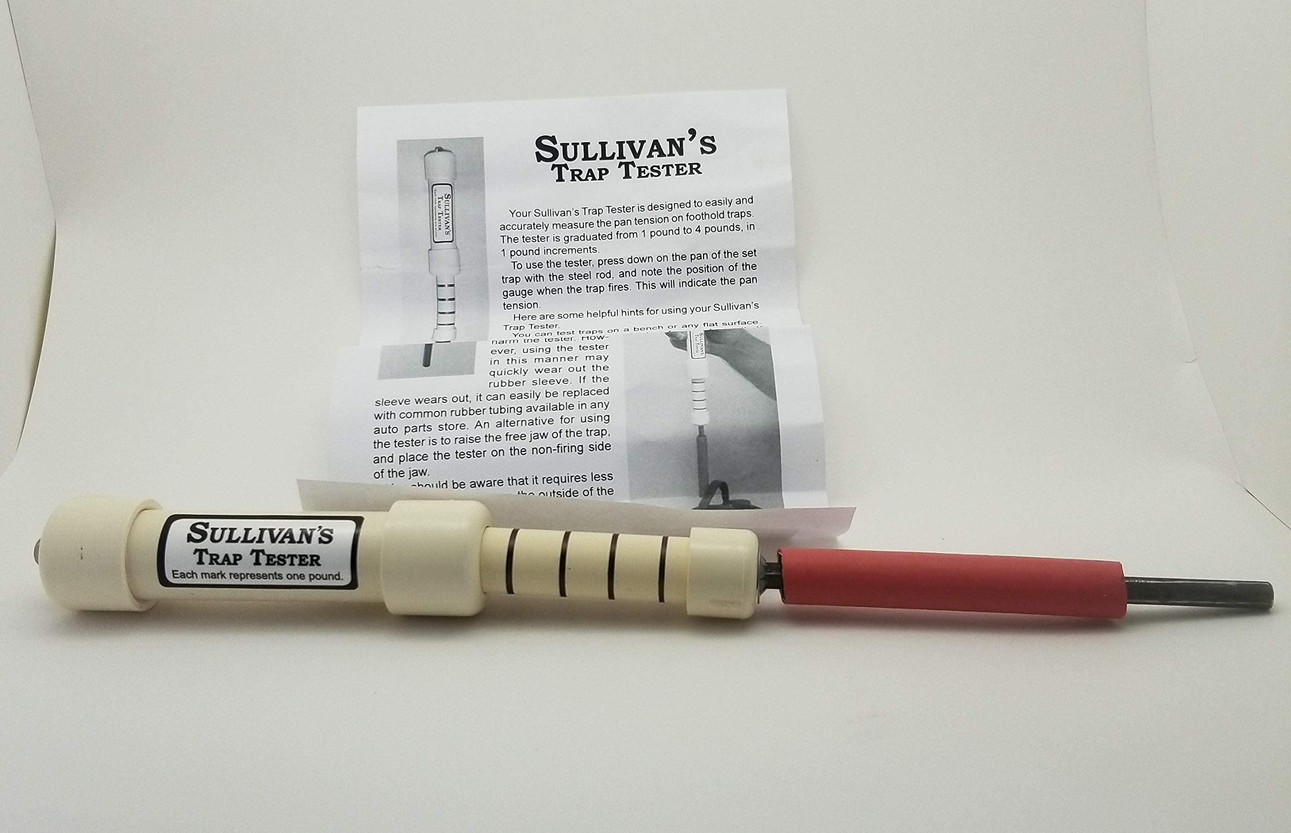 Sullivan trap pan tension tester front view showing scale for accurate calibration