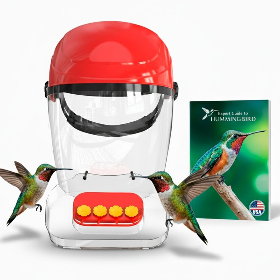 Sult&co HummViewer front view showing full helmet and face shield for immersive birdwatching