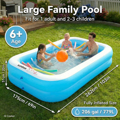 Sumbee family enjoying pool in backyard highlighting roomy capacity