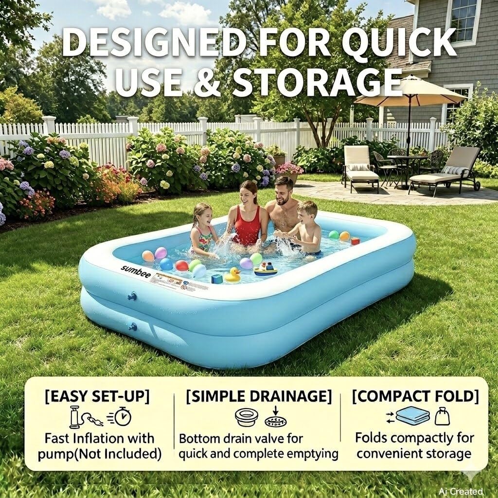 Sumbee folded pool compact for storage saving space when not in use