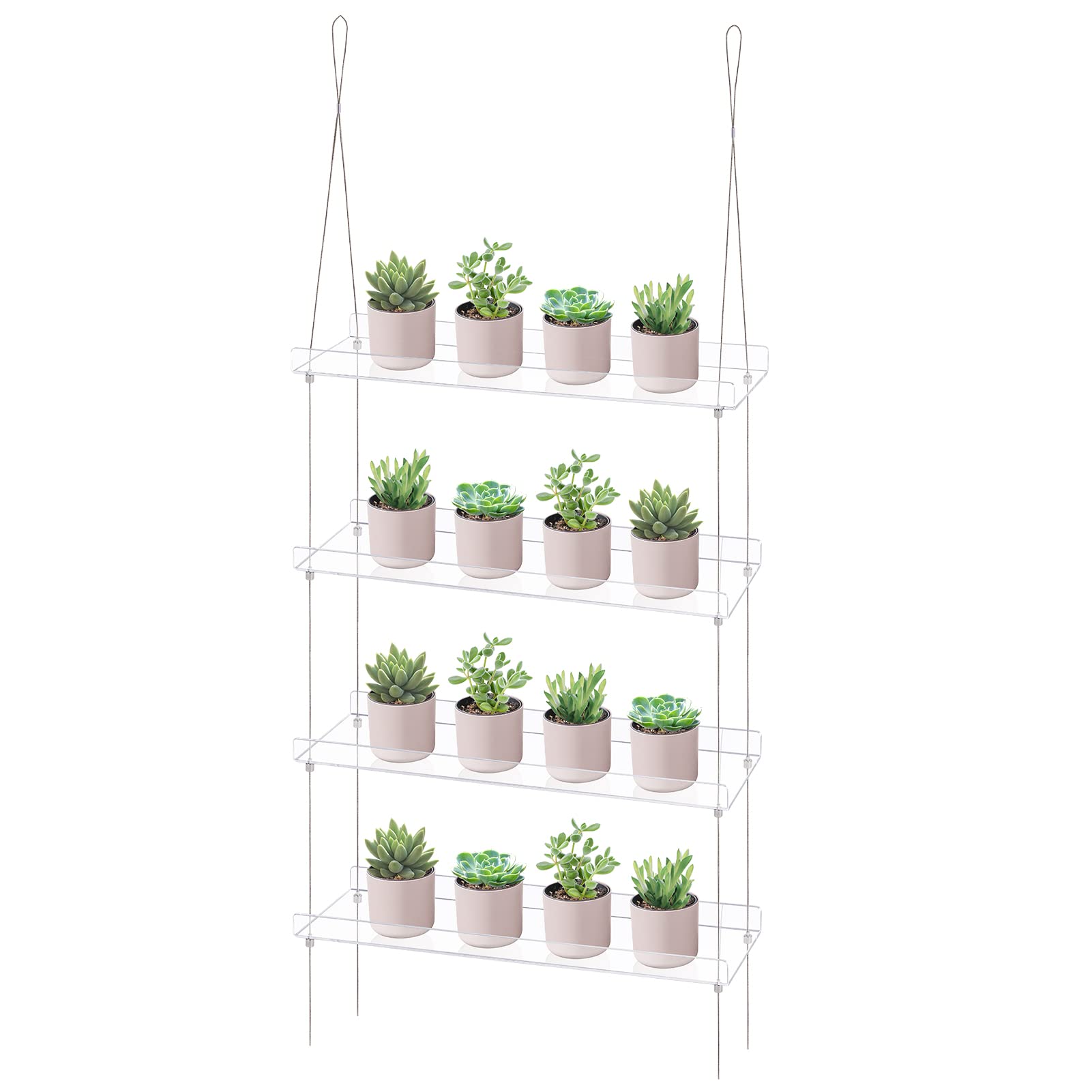 Sumerflos front view of hanging window shelves showcasing modern clear design and space-saving benefit