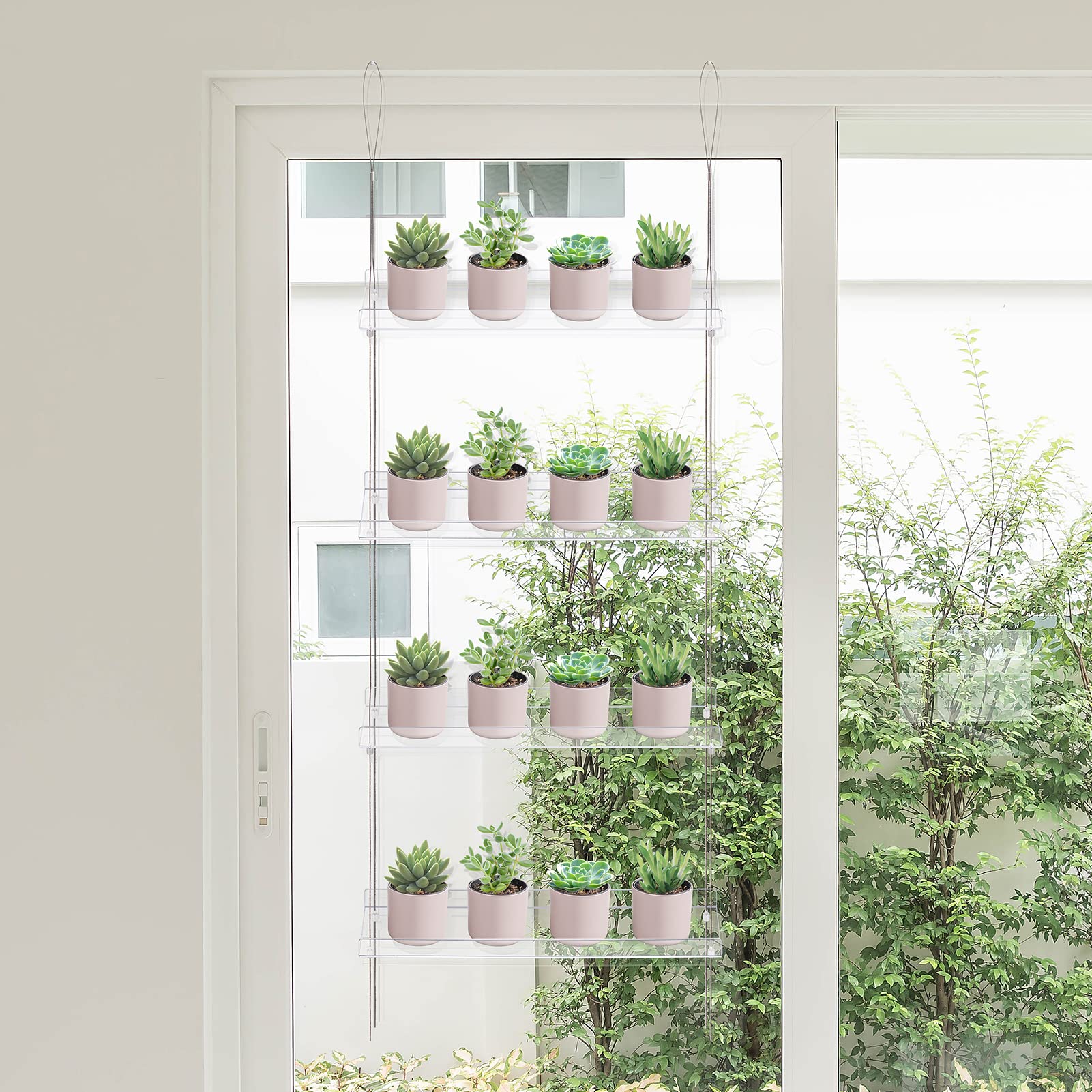 Sumerflos shelf beside a common pot to show scale and compact footprint benefit