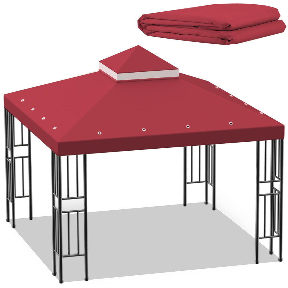 Sumfaller canopy top cover front view showing full beige double-tier and neat fit benefit shade
