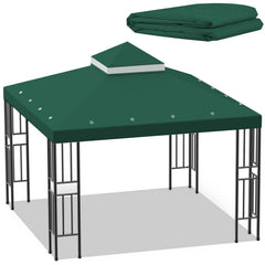 Sumfaller gazebo front view showing full beige canopy and double-tier ventilation benefit