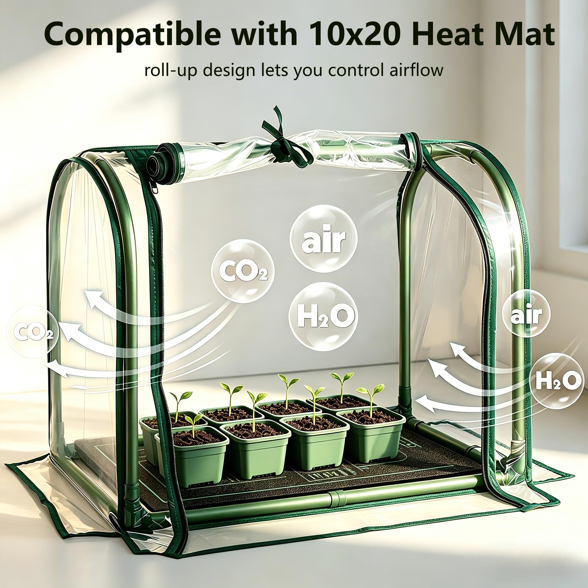 SUMGROW close-up of roll-up zipped panel for easy access and care