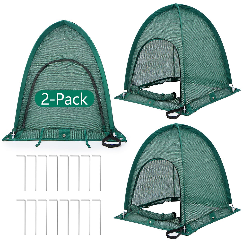 SUMGROW front view of pop-up tent showing protected plants and easy setup