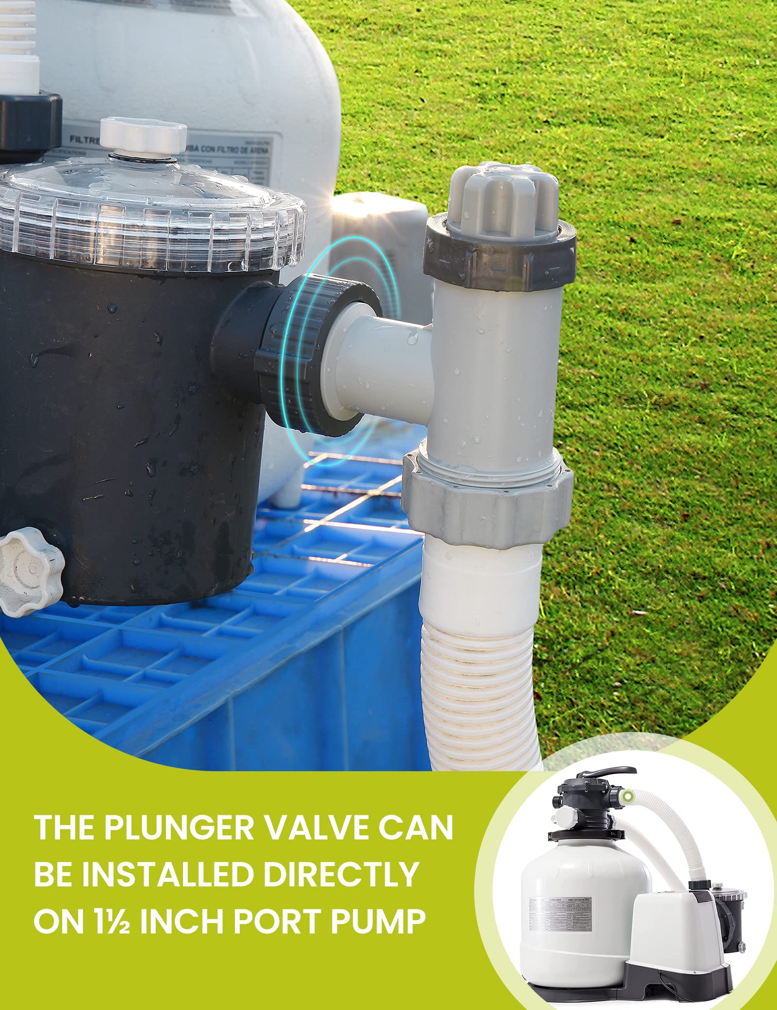 SUMMERBUDDY parts installed on pump demonstrating quick tool-free attachment