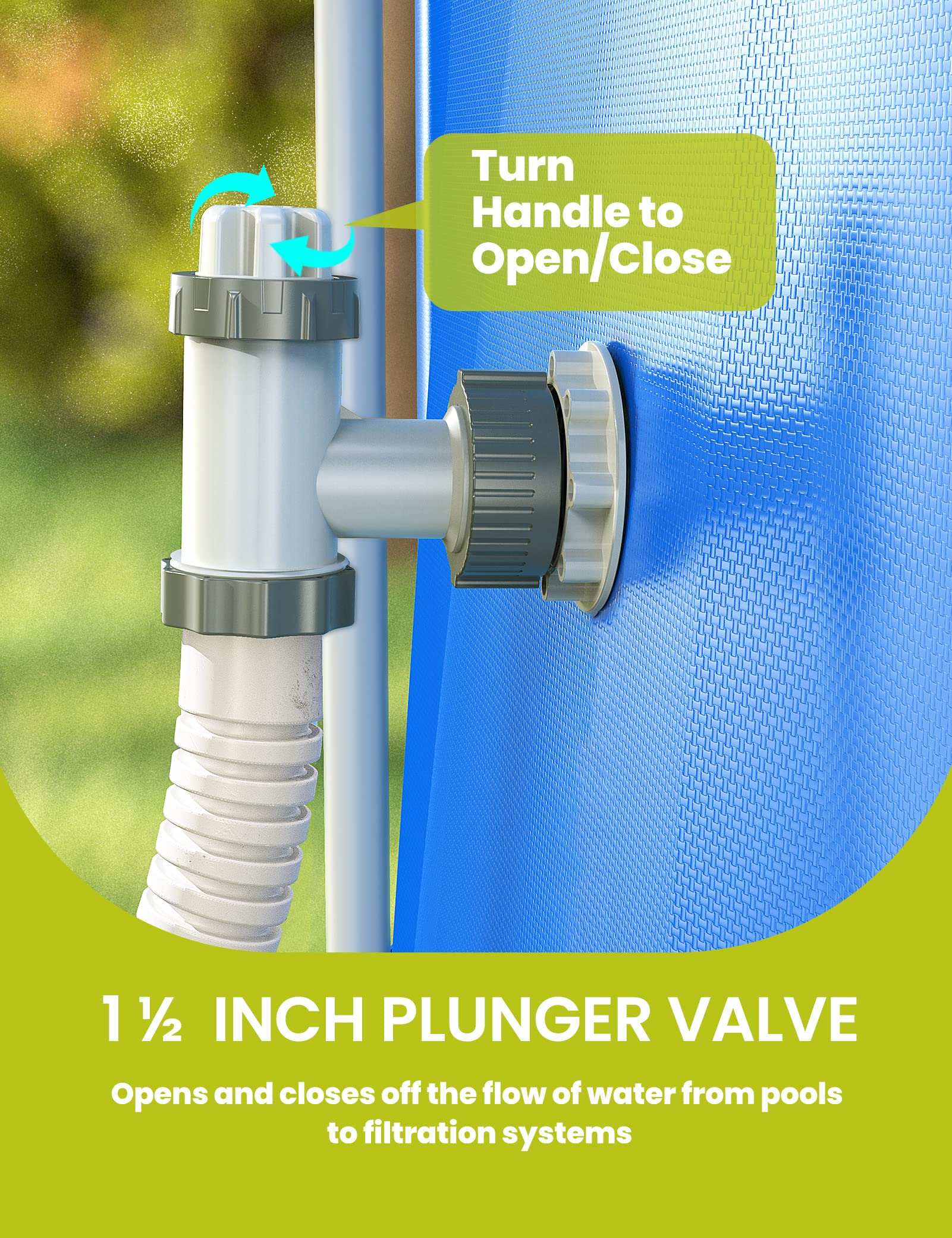 SUMMERBUDDY outlet strainer grid showing debris protection and improved filtration