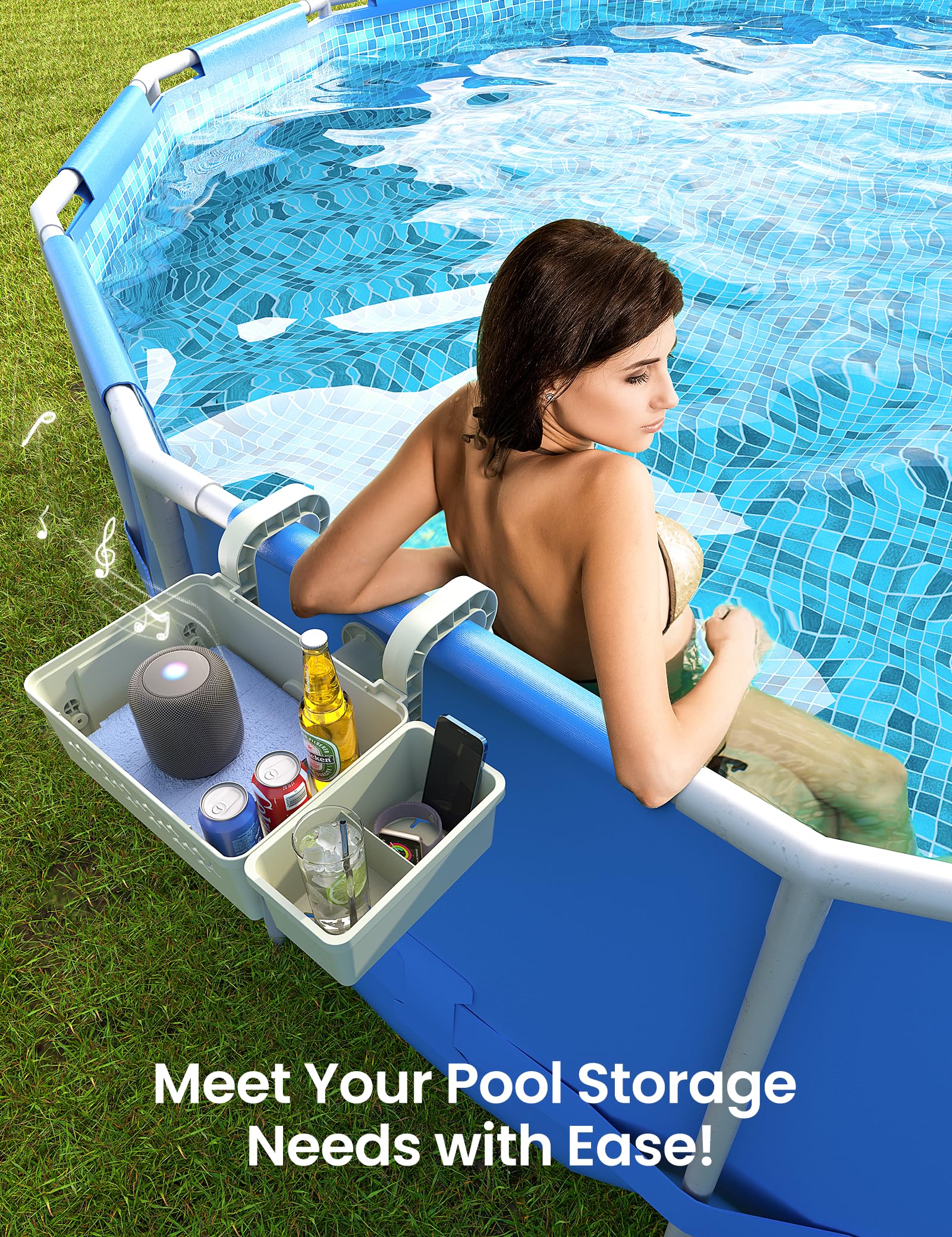 SUMMERBUDDY two baskets opposite sides showing balanced pool organization