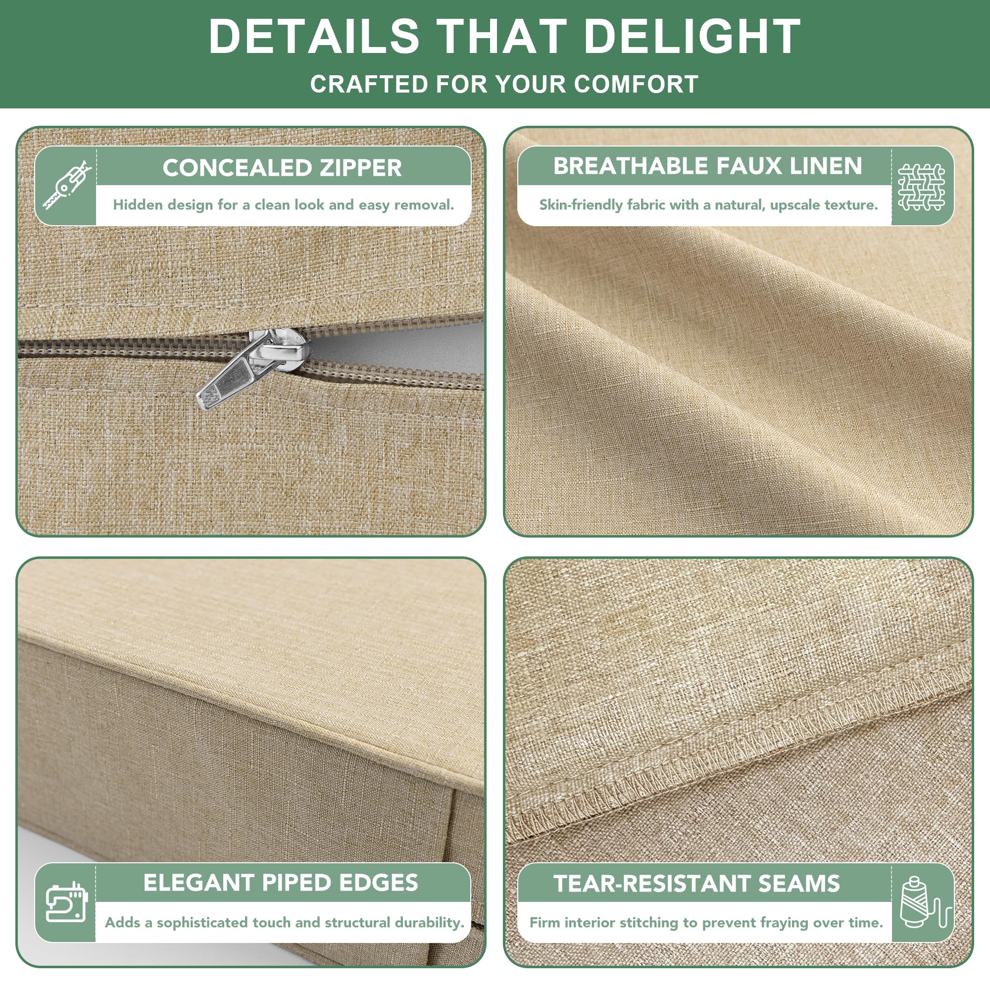 Summsun attached ties fastened to chair, secure cushion placement benefit
