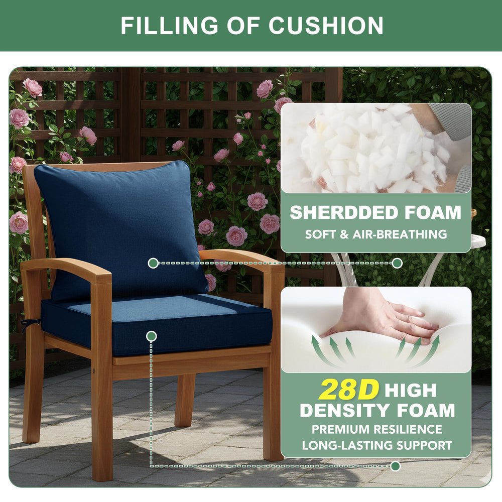 Summsun tied seat cushion showing straps and hidden zipper for secure fit