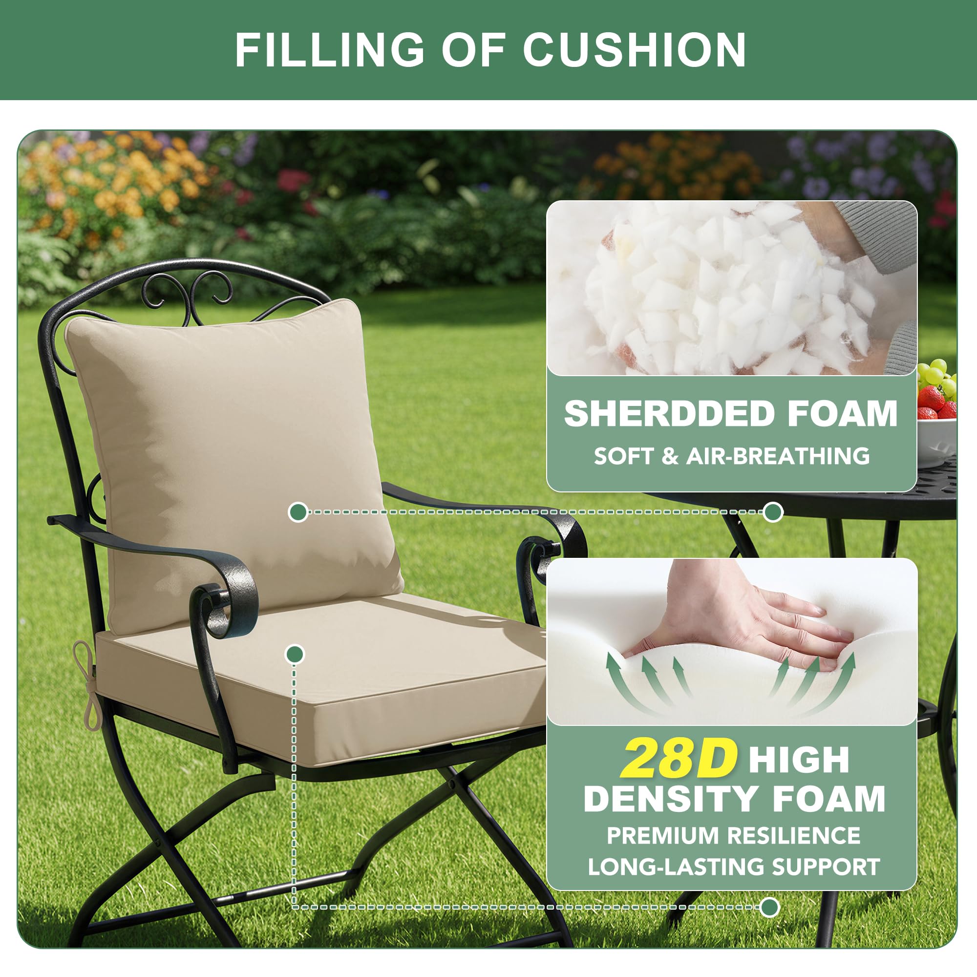Summsun back cushion interior showing mixed fill for plush back comfort