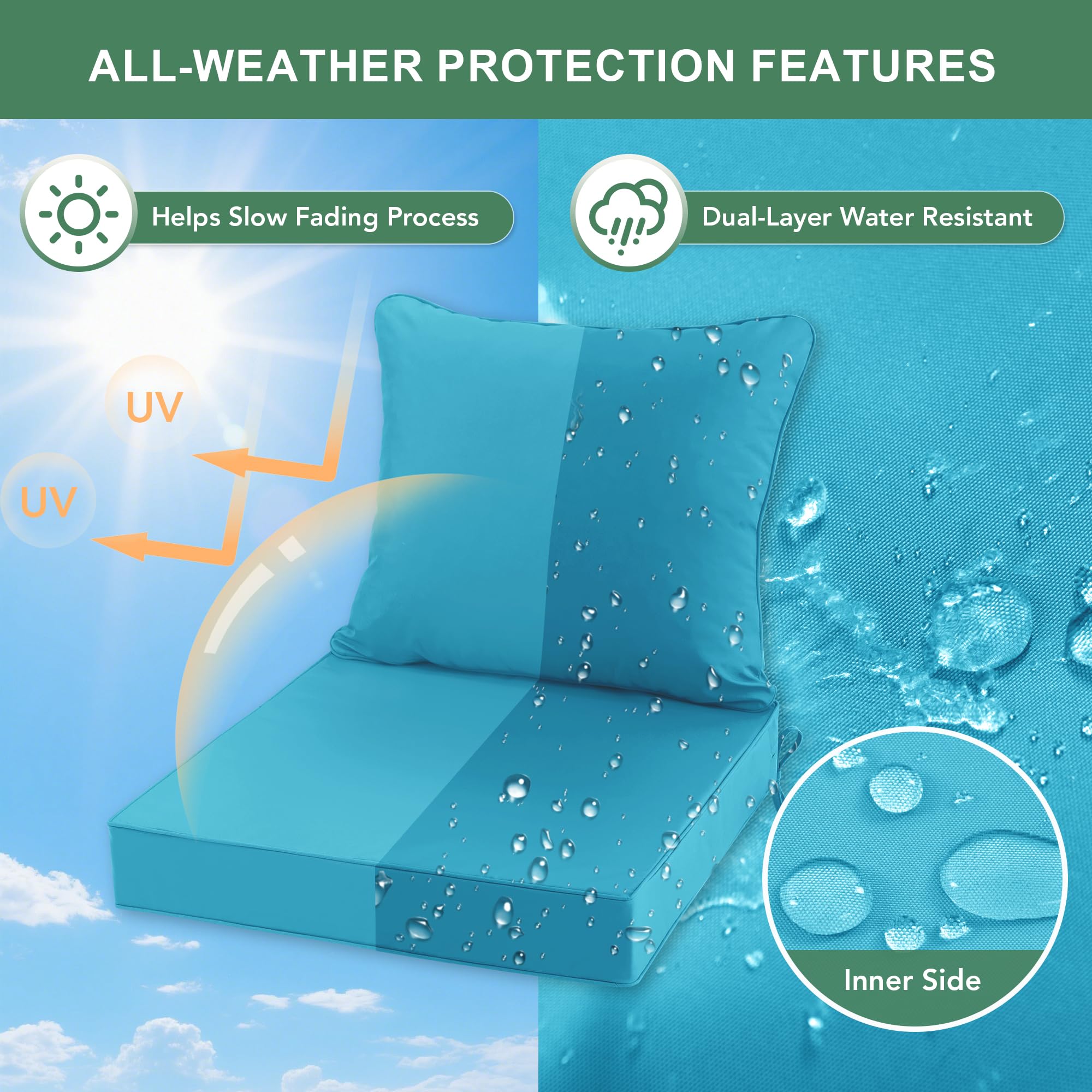 Summsun detailed view of foam-particle back fill highlighting plush, contouring comfort