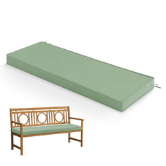 Summsun bench cushion front view showing sage green color and neat edges for comfort