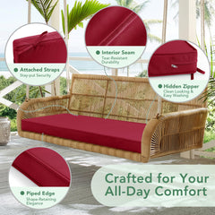 Summsun cushion placed on garden bench adding cushioned seating comfort