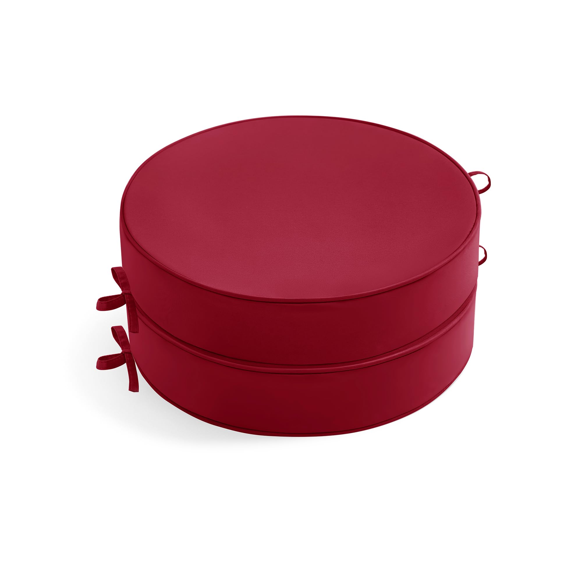 Summsun front view of burgundy round bistro cushions showing color and shape benefit: instant style upgrade