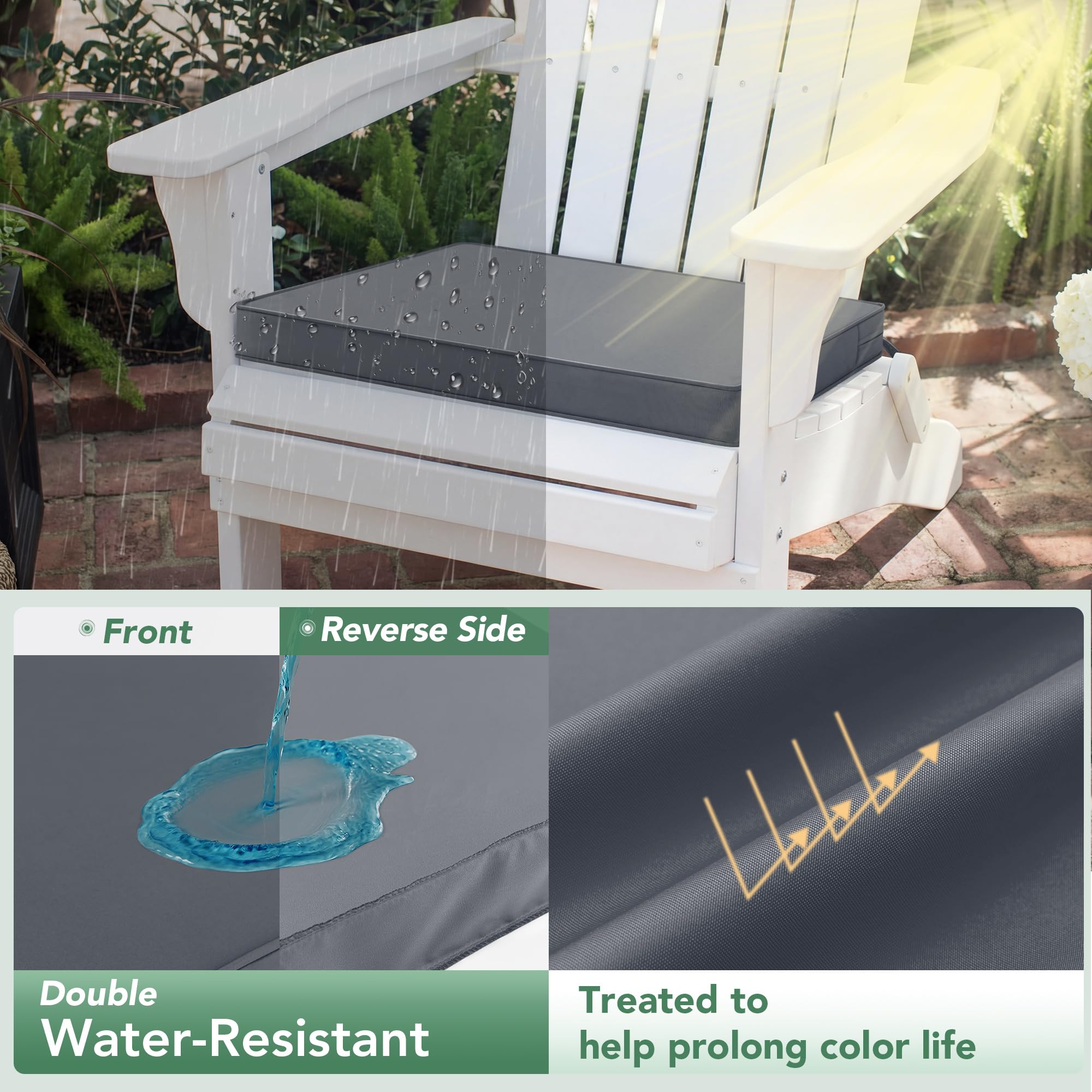 Summsun cushion on patio chair in use adds comfort to outdoor seating