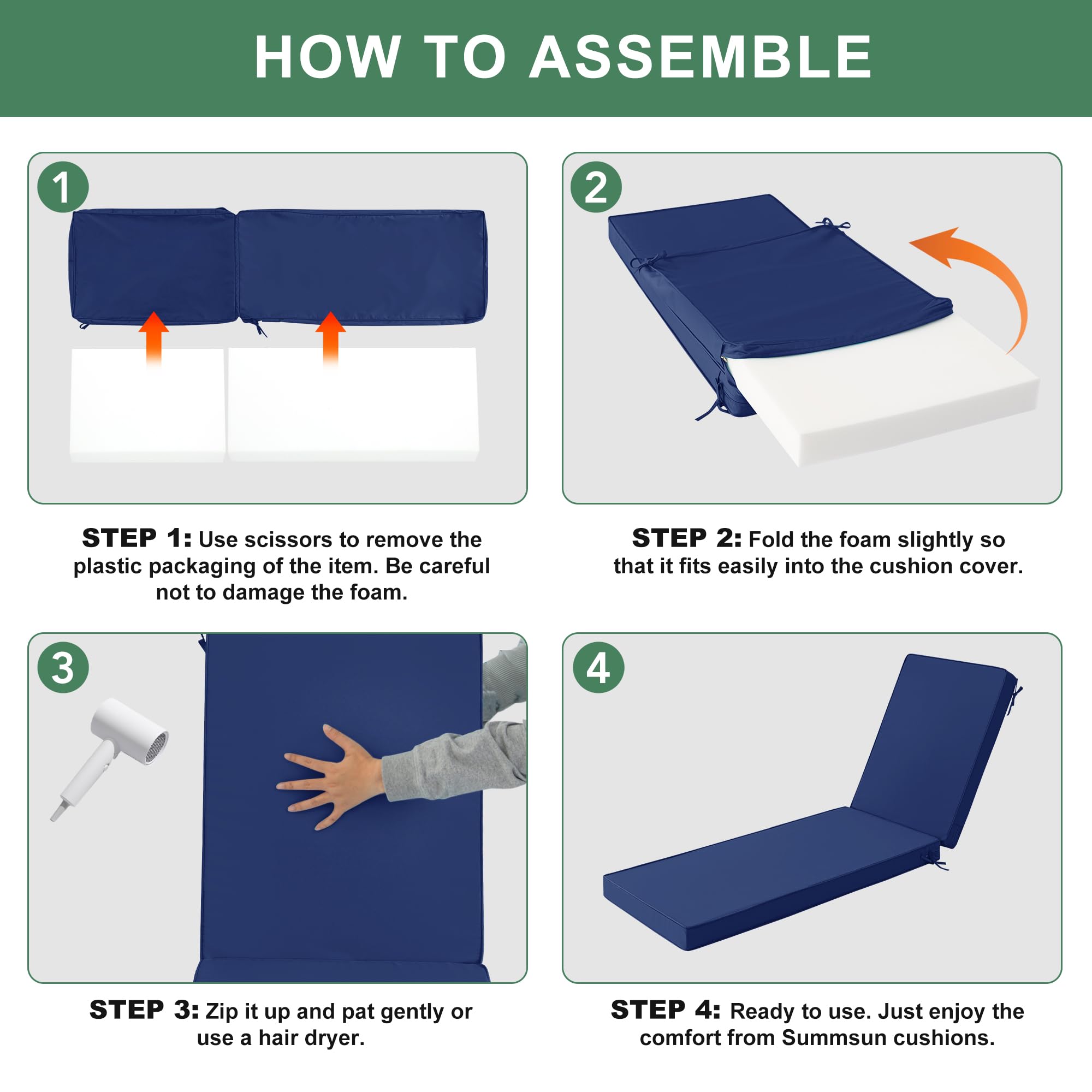 Summsun compressed cushion package showing compact delivery convenience