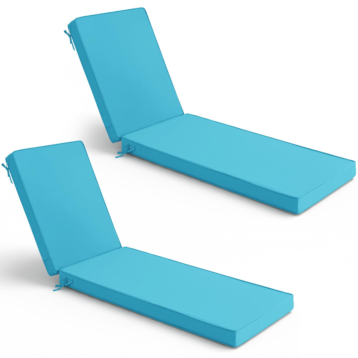 Summsun front view of teal chaise cushions showing full set and neat packaging benefit: instant upgrade