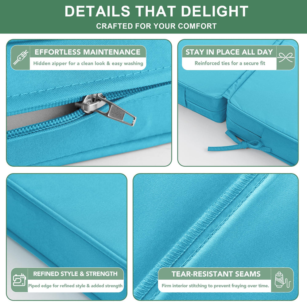 Summsun paired cushions poolside demonstrating quick-dry fabric benefit: splash-resistant seating