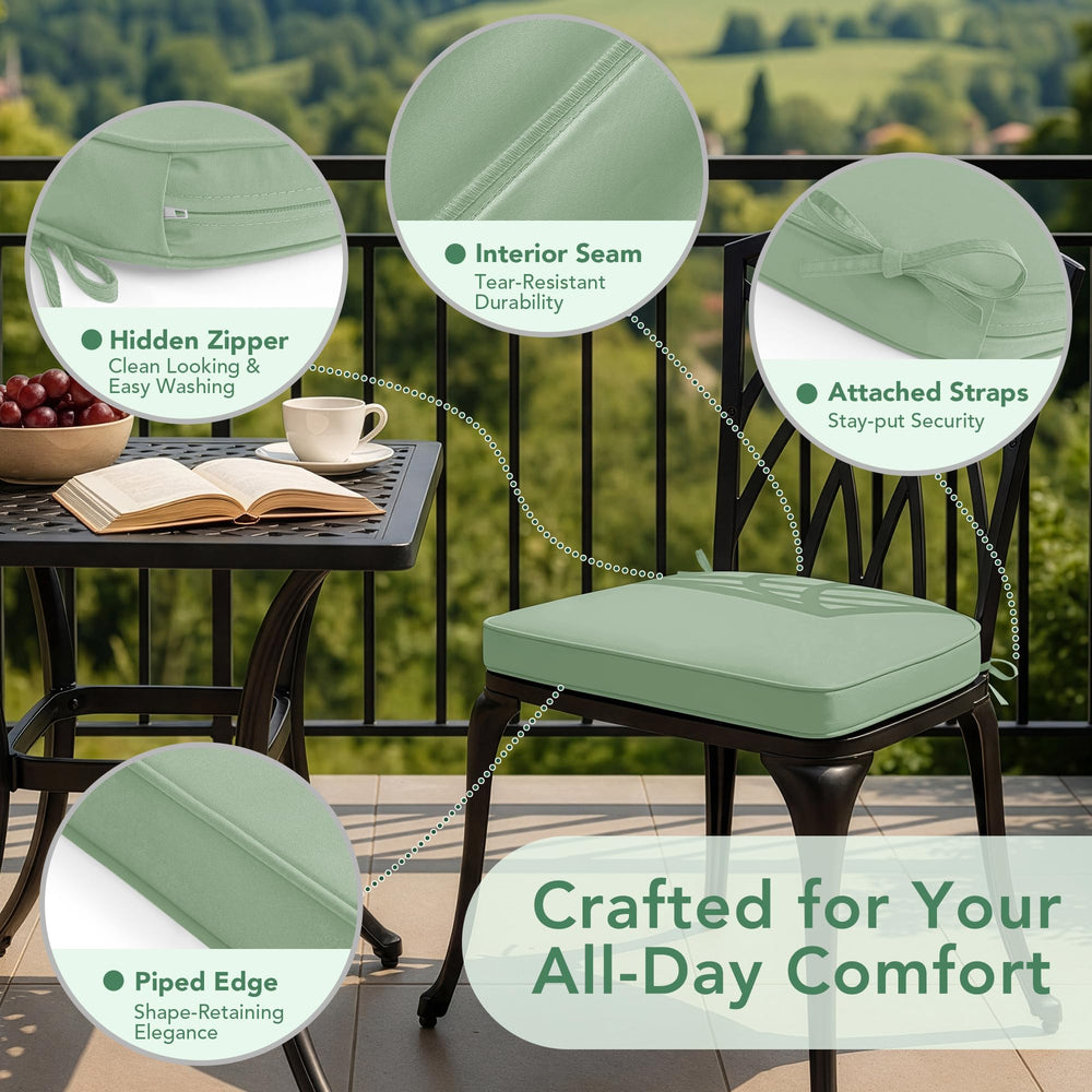 Summsun cushion placed on wicker chair illustrating secure fit and comfort