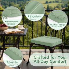 Summsun cushion placed on wicker chair illustrating secure fit and comfort