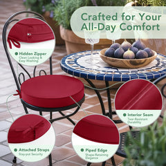 Summsun pair of cushions on a bistro table and chairs showing comfort and cohesive outdoor styling benefit