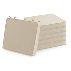 Summsun front view of six beige cushions showing neat stack and coordinated look