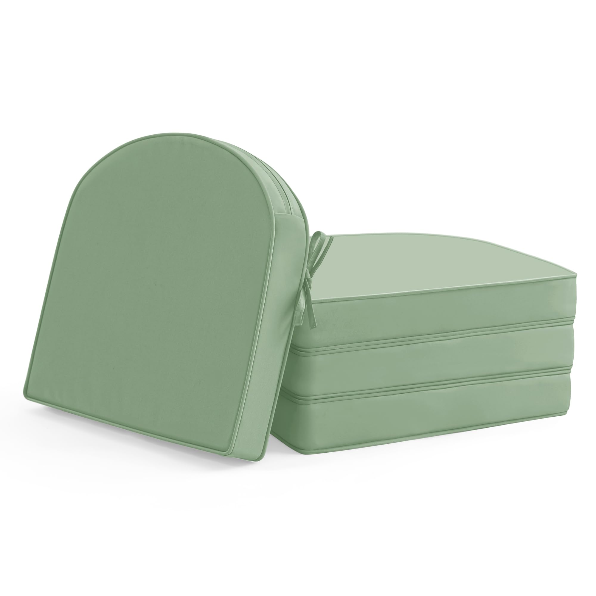 Summsun front view of four sage green cushions showing neat packaging and fit