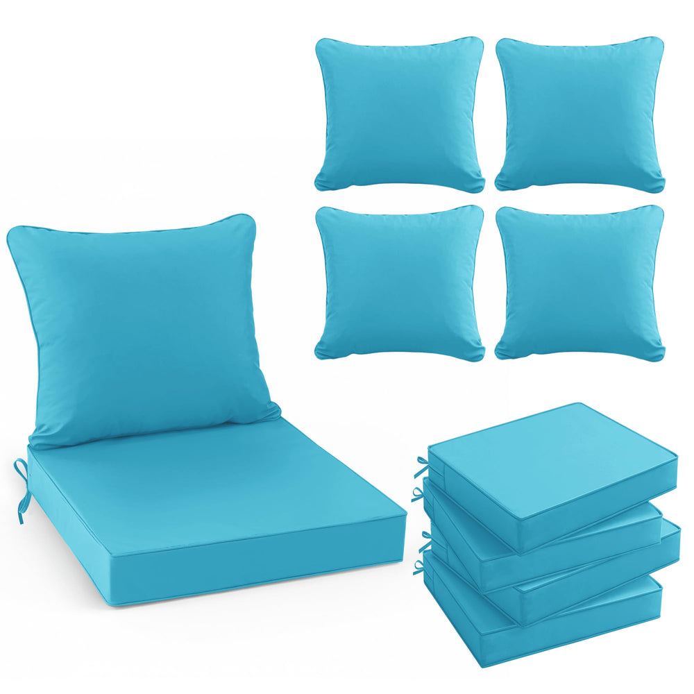 Summsun teal front view of four-piece cushion set showing color and shape for instant comfort