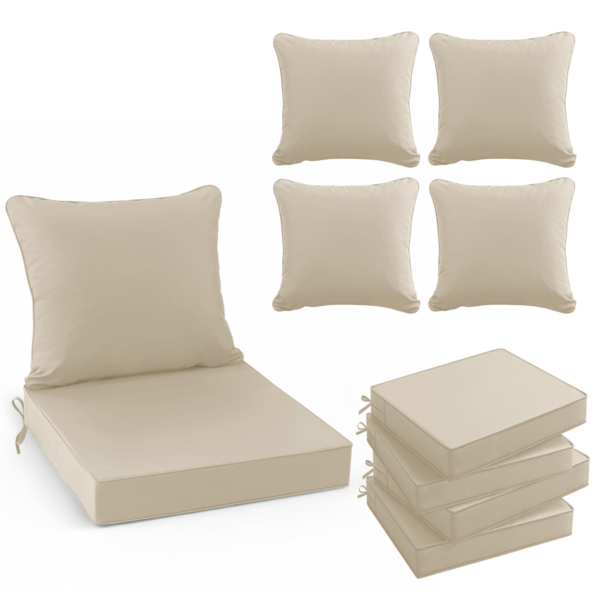 Summsun front view cream cushion set showing neat finish and curb appeal