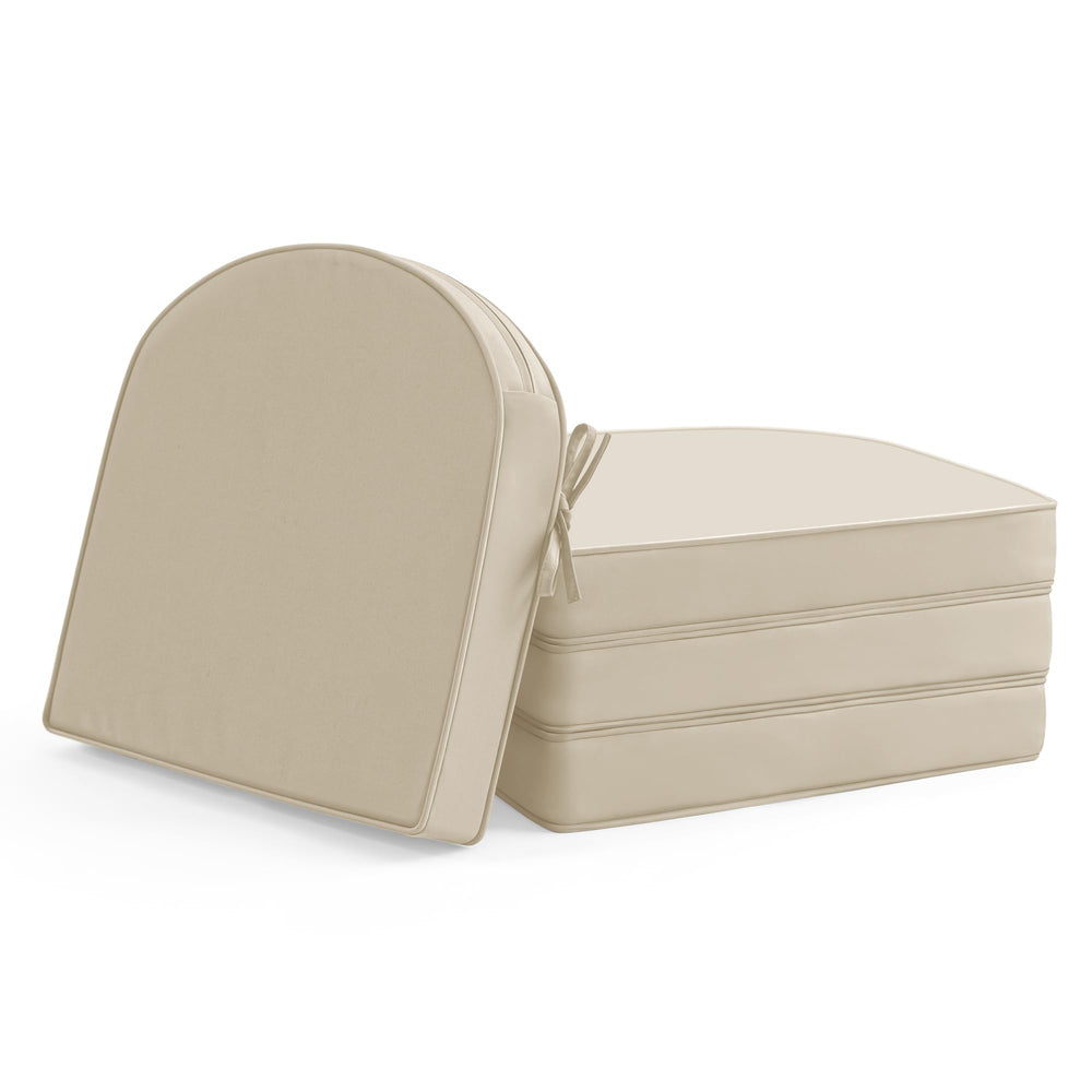 Summsun front view of four cream cushions showing shape and fit for multiple chairs