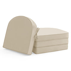 Summsun front view of four cream cushions showing shape and fit for multiple chairs