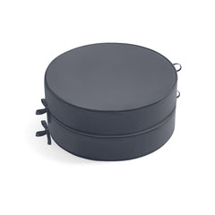 Summsun front view of two dark grey round cushions showcasing shape and fit