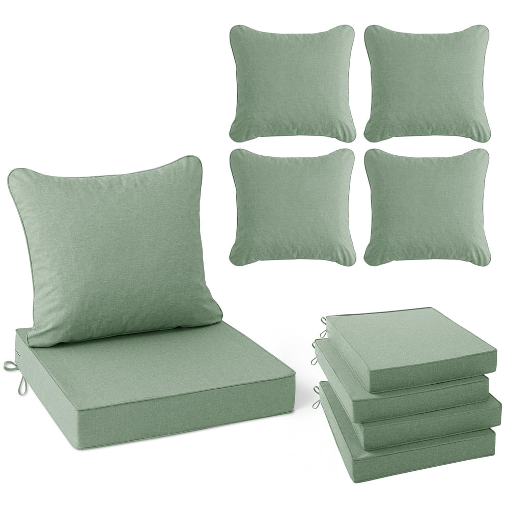 Summsun front view of sage green cushion set showing style and comfort