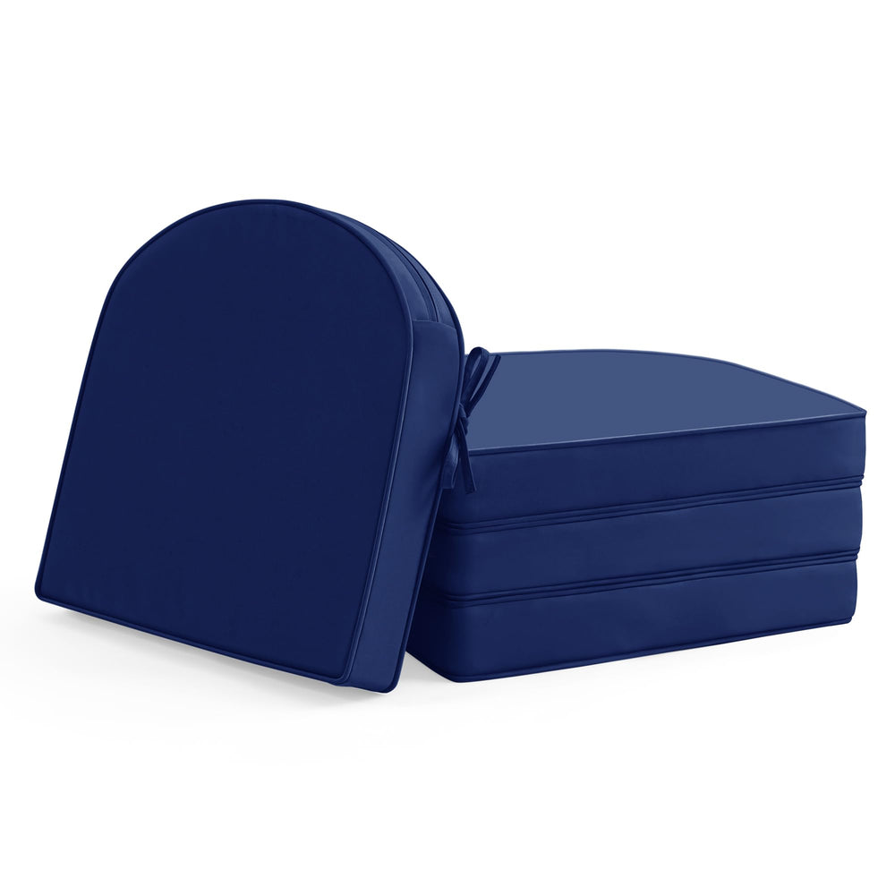 Summsun front view of four navy cushions showing neat fit and color retention