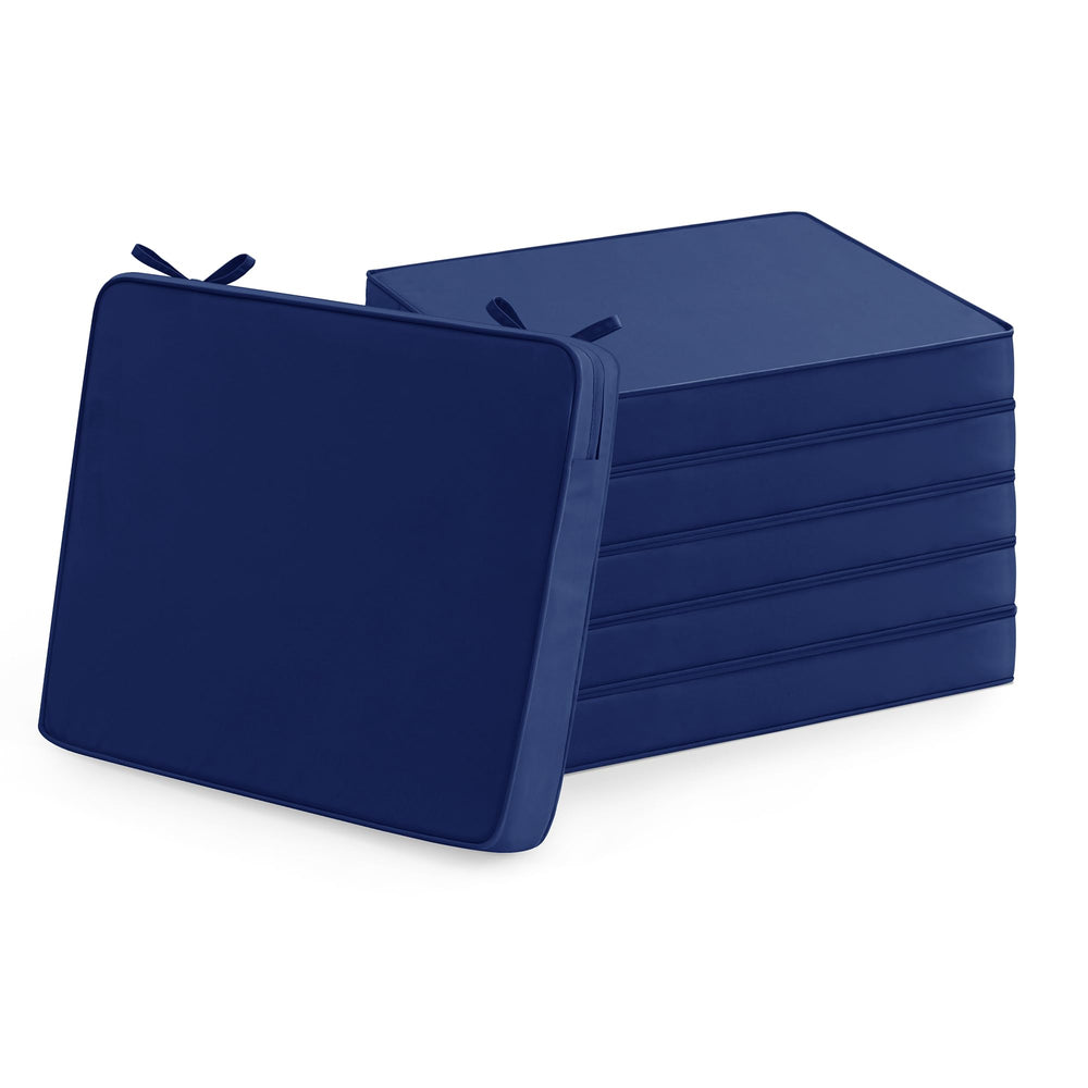 Summsun front view of six navy chair cushions showing coordinated set and style