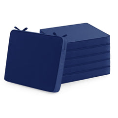 Summsun front view of six navy chair cushions showing coordinated set and style