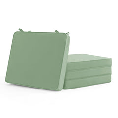 Summsun front view of four sage green outdoor chair cushions showing coordinated set and comfort