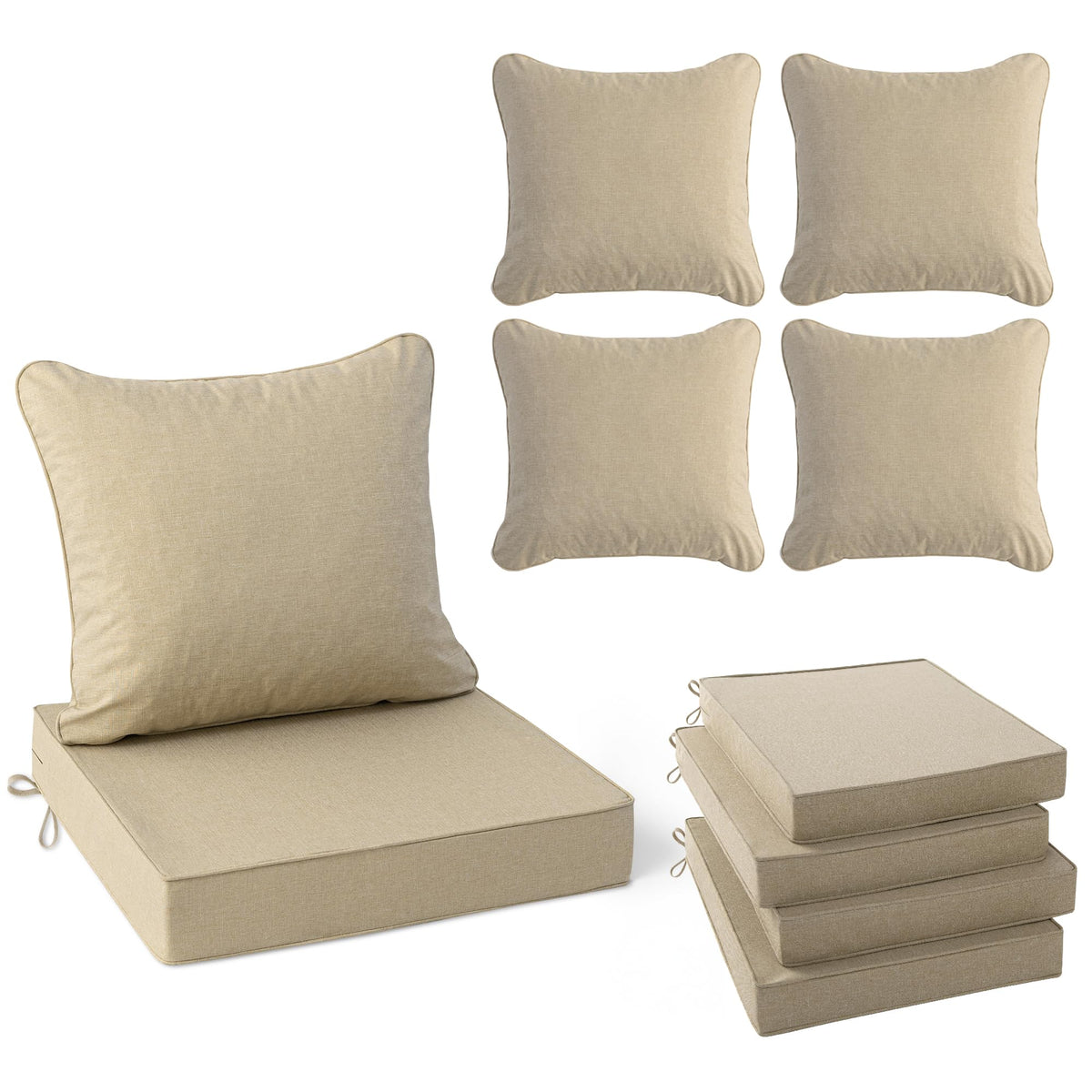 Summsun front view showing four Nature cushions, comfortable seating upgrade