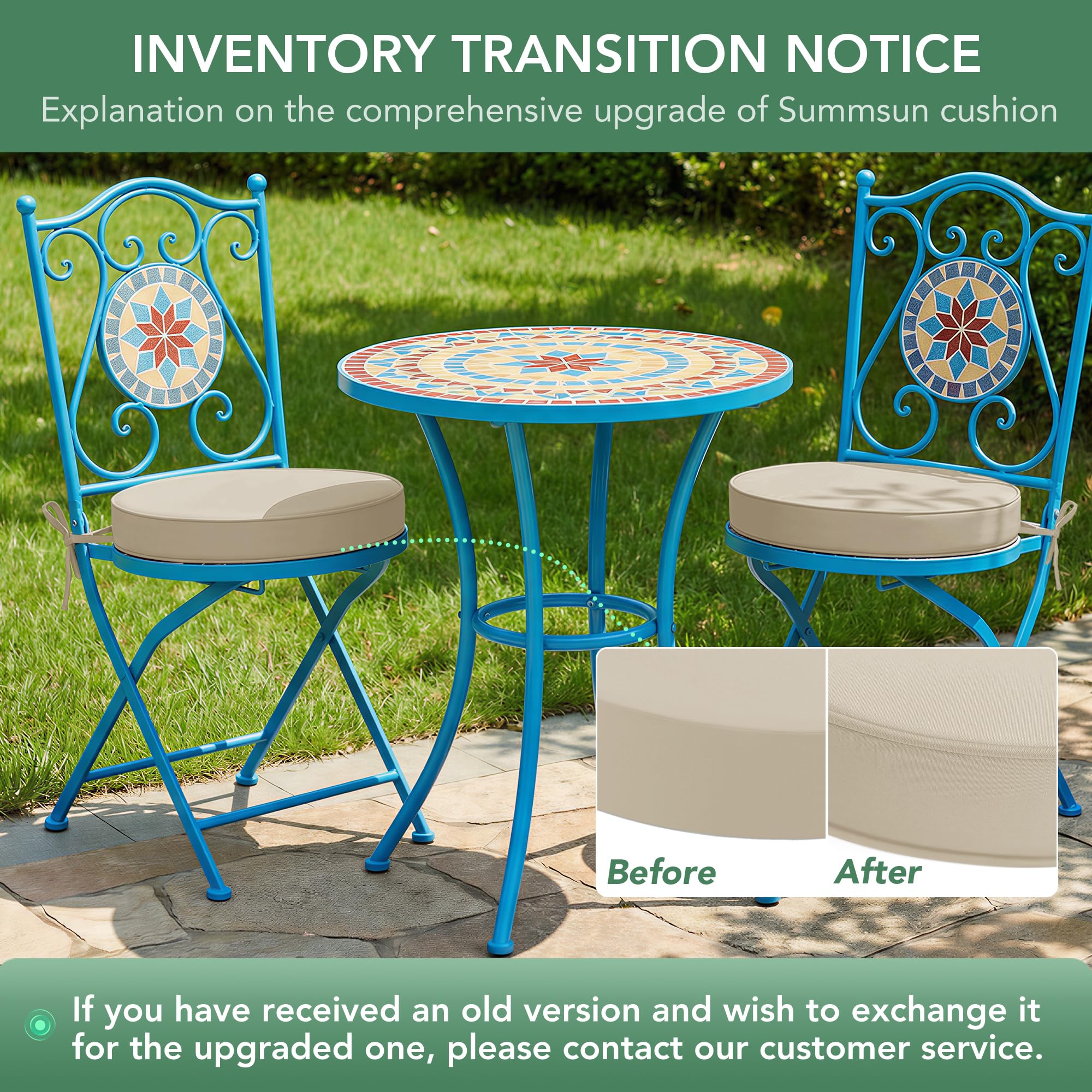 Summsun cushion in garden seating scene adding comfort and neutral style