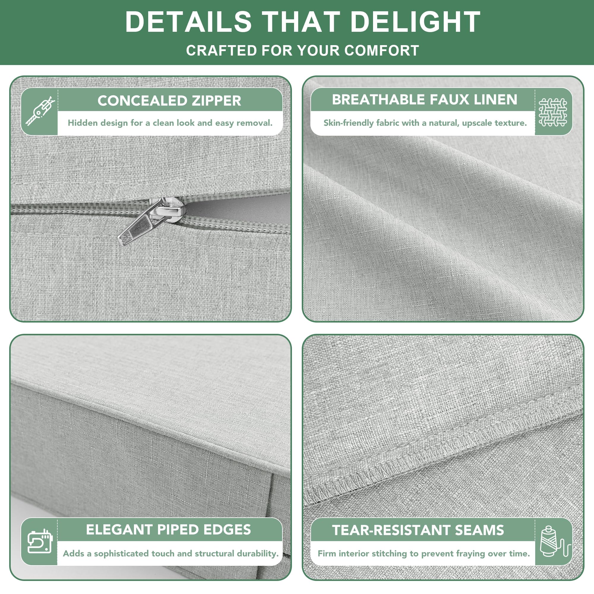 Summsun anti-slip bottom detail displaying grip fabric that prevents cushion movement